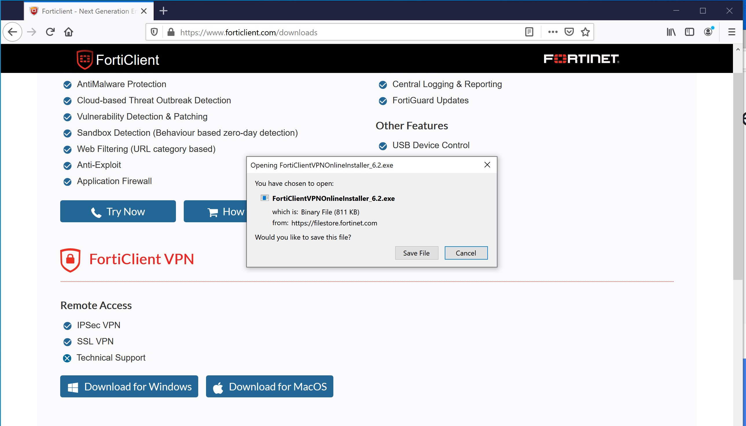 fortinet vpn client for windows 10